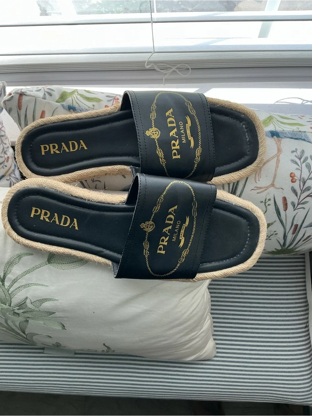 Prada Leather Espadrille with Natural Jute Trim OPEN TO REASONABLE OFFERS - Picture 2 of 10
